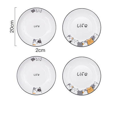 Plato Hondo de Cerámica con Diseño de Gato para Verduras - Image 30