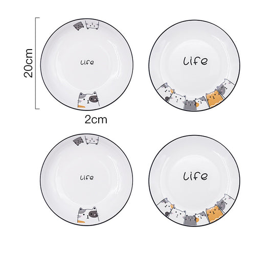 Plato Hondo de Cerámica con Diseño de Gato para Verduras - Image 30