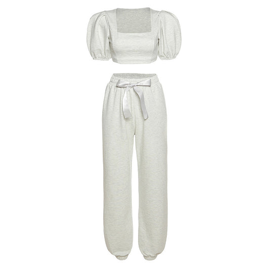 Conjunto Casual Elegante: Blusa con Mangas Farol y Pantalón Talle Alto - Image 9