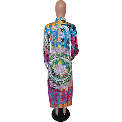 Vestido Camisero Estampado Suelto con Abertura Frontal - Image 13