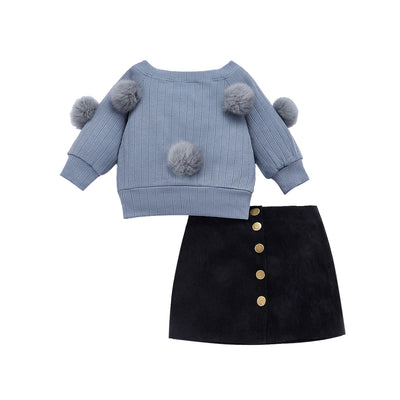 Conjunto Infantil de Dos Piezas: Top Rayado y Falda para Niñas - Image 12
