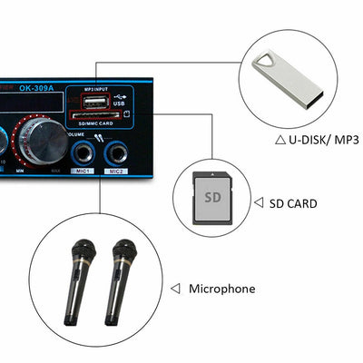 Amplificador Bluetooth Dual Función para Auto y Hogar con Grabación - Image 6