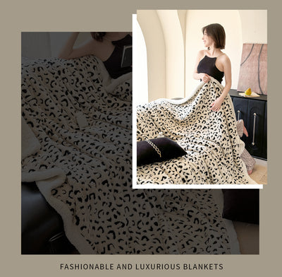 Manta de Tafetán Jacquard Estampado Leopardo Doble Capa - Image 30