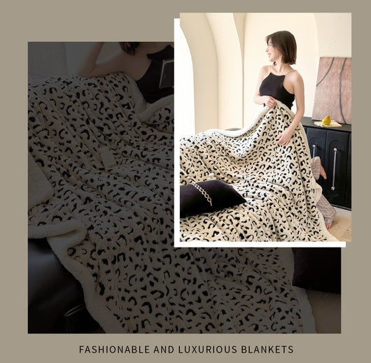 Manta de Tafetán Jacquard Estampado Leopardo Doble Capa - Image 30