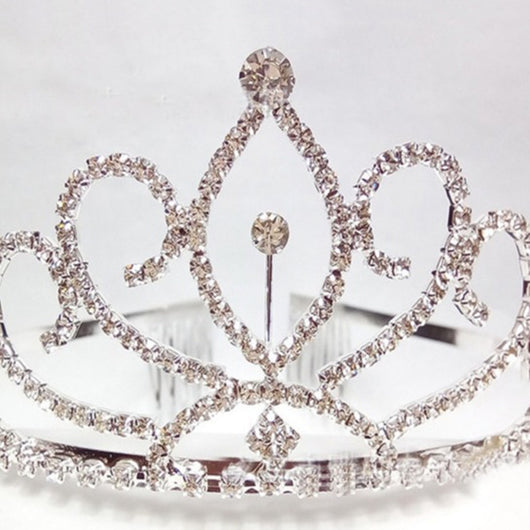 Corona de Novia Coreana con Cadena de Diamantes - Tiara Clásica para Boda