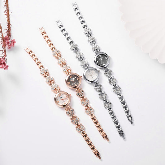 Reloj de Cuarzo para Dama con Correa de Diamantes y Esfera Pequeña