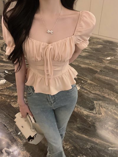 Blusa Francesa Elegante con Cuello Cuadrado y Cintura Ajustada - Image 13