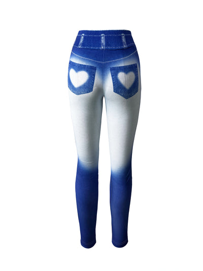 Pantalones de Yoga Slim Fit en Denim con Estampa Compasión y Bolsillo para Mujer - Image 7