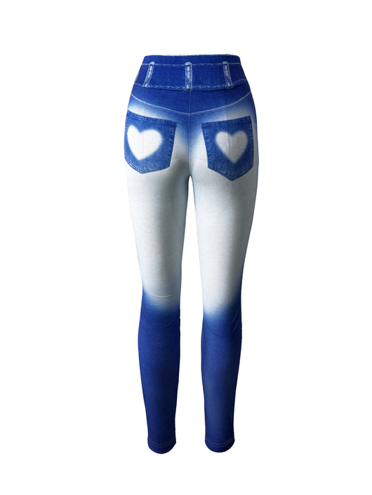 Pantalones de Yoga Slim Fit en Denim con Estampa Compasión y Bolsillo para Mujer - Image 7