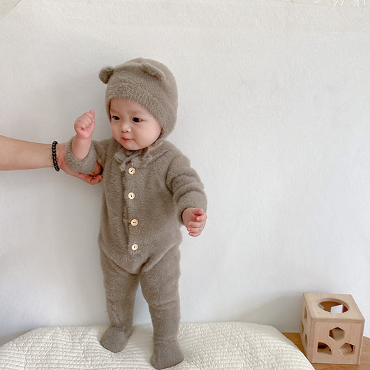 Pijama Enterizo de Bebé en Felpa Mink con Patrón Osito y Pies Cerrados - Image 14