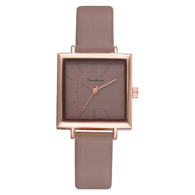Reloj de Pulsera Cuadrado para Mujer con Cuero Contraído y Cristal - Image 5