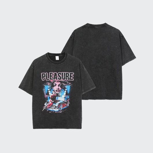 Playera Hip Hop Mariposa Manga Corta Suelta con Letras - Image 19