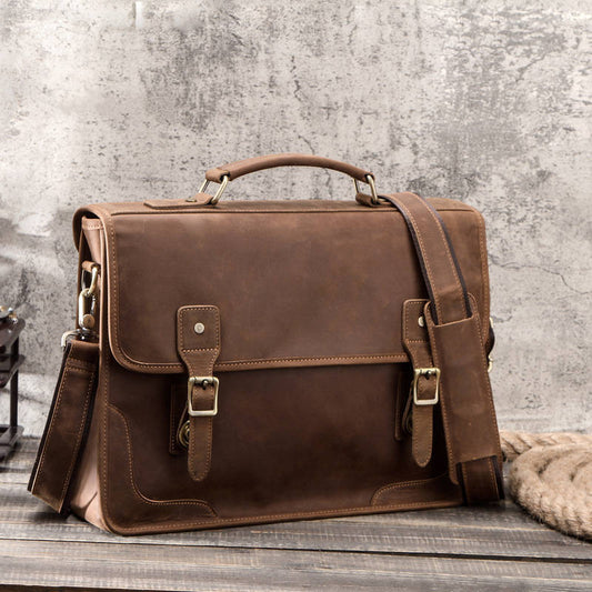 Maletín Ejecutivo de Cuero Vintage Estilo Europeo - Grande y Funcional para Profesionales - Image 2