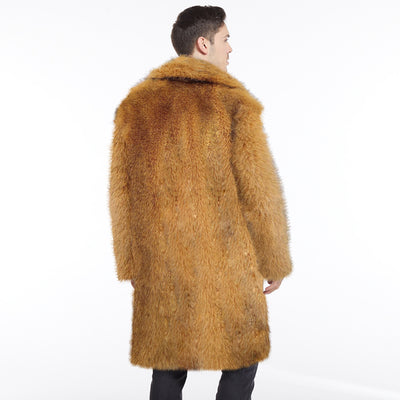 Abrigo Largo de Piel Sintética para Hombre - Estilo Europeo y Americano - Image 9