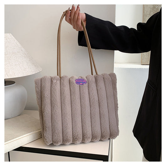 Bolso Tote Grande de Felpa para Otoño e Invierno - Image 27