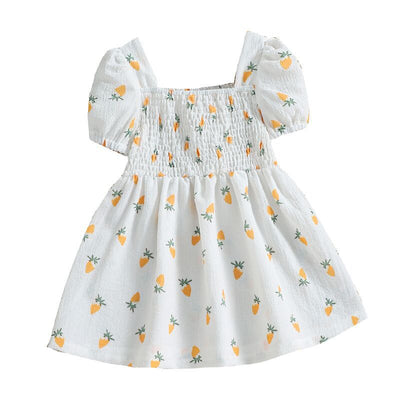 Vestido Infantil Estampado de Zanahoria con Cuello Cuadrado - Colección Verano - Image 2