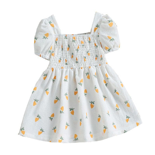 Vestido Infantil Estampado de Zanahoria con Cuello Cuadrado - Colección Verano - Image 2