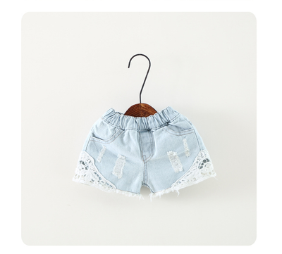 Shorts de Mezclilla Infantil Estilo Coreano con Encaje - Pantalones Cortos para Niñas - Image 4
