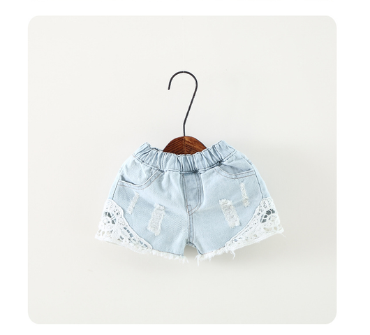 Shorts de Mezclilla Infantil Estilo Coreano con Encaje - Pantalones Cortos para Niñas - Image 4
