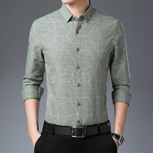 Camisa de Algodón Fina de Manga Larga para Hombre - Image 10