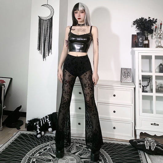 Pantalones Boho Transparentes Acampanados para Mujer - Image 13