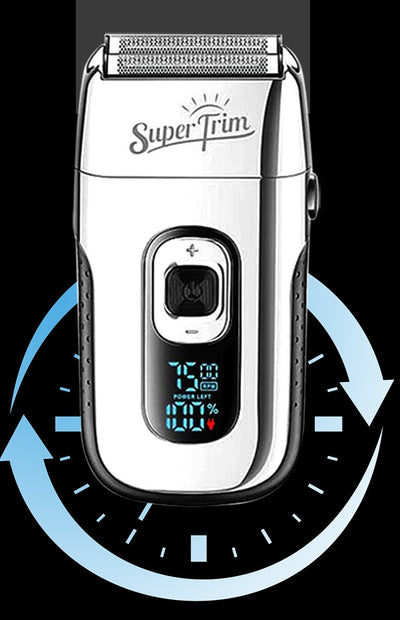 Gold digital display hair clipper and reciprocating shaver kit with extra foil head, cleaning brush, oil, and charging cable. - Image 6
