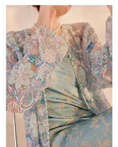 Abrigo de Bordado Perlado con Cuello Redondo y Lentejuelas Chinas - Image 11