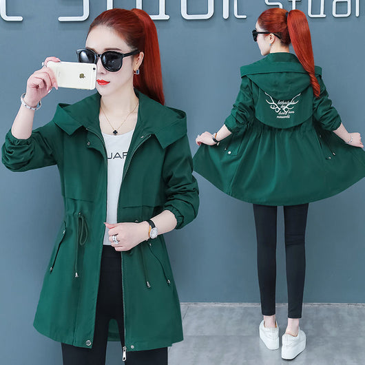 Cortavientos Elegante Estilo Coreano Largo Mujer - Chaqueta Otoño Entallada - Image 8
