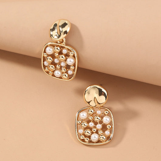 Aretes de Perla con Corte Cuadrado - Image 3