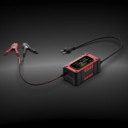 Cargador Inteligente 12V para Baterías de Plomo y Litio con Pantalla Grande a Color