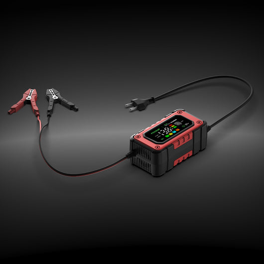 Cargador Inteligente 12V para Baterías de Plomo y Litio con Pantalla Grande a Color