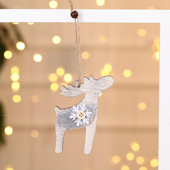 Adorno Navideño de Madera con Peluche - Colgante Decorativo