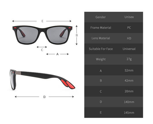 Black Wayfarer-style men's polarized sunglasses with dark gray lenses and a subtle silver accent on the temples. - Image 4