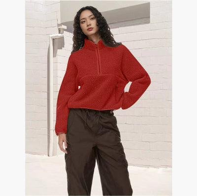 Sudadera Suelta con Cierre Medio para Mujer - Comodidad Casual - Image 6
