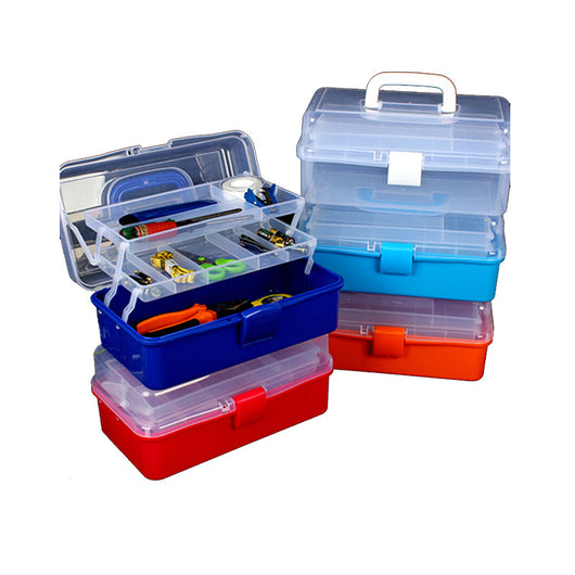 Caja de herramientas artística de 2 niveles con compartimentos