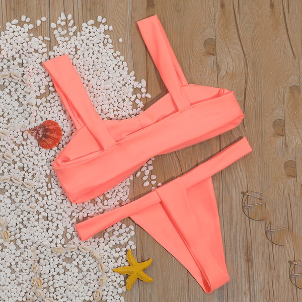 Bikini Enterizo de Color Sólido con Corte Lateral - Image 15