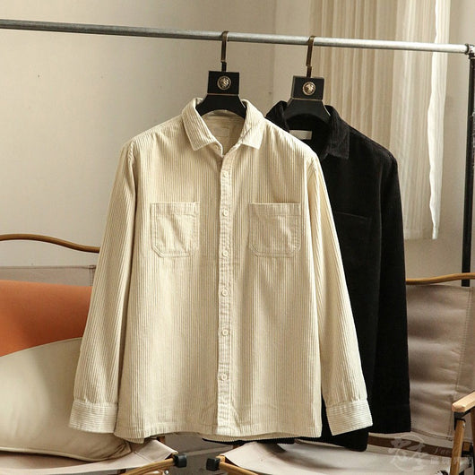 Camisa de Pana 100% Algodón para Hombre - Manga Larga Colores Sólidos - Image 5
