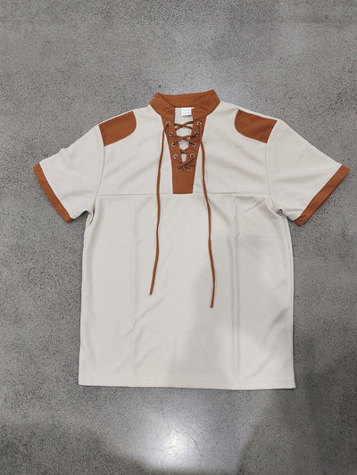 Camiseta Casual Hombre Estilo Medieval con Cuello Cordón - Image 12