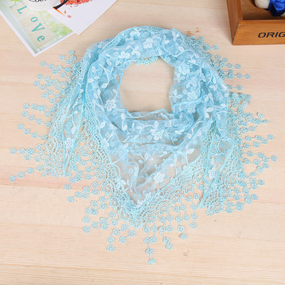 Pañuelo de Seda con Encaje y Flecos Creativos para Mujer - Image 29