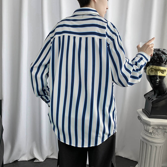 Camisa Manga Larga Bloques de Color Estilo Hong Kong