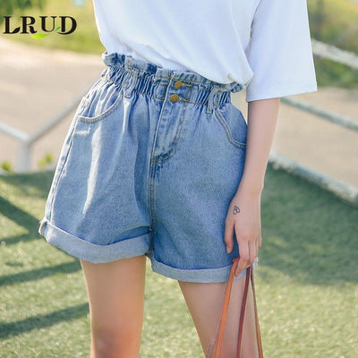 Shorts de Mezclilla Elástica Cintura Alta para Mujer - Estilo Verano Amplio y Cómodo - Image 5