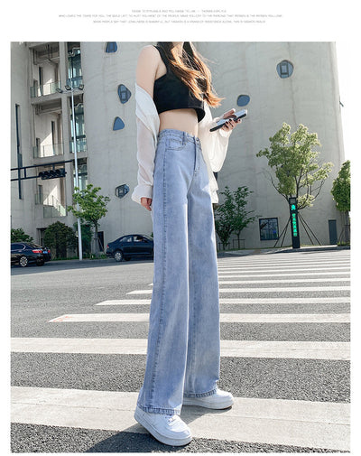 Jeans Rectos de Cintura Alta Holgados de Pierna Ancha para Mujer - Image 26