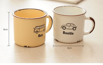 Taza de Viaje Esmaltada con Diseño de Auto - Taza de Café Térmica para Aventuras - Image 4