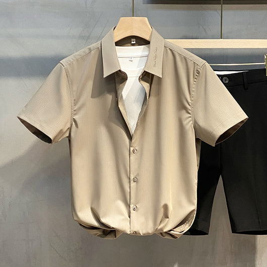 Camisa Casual Slim Fit Rayada para Hombre - Manga Corta Estilo Ejecutivo - Image 3