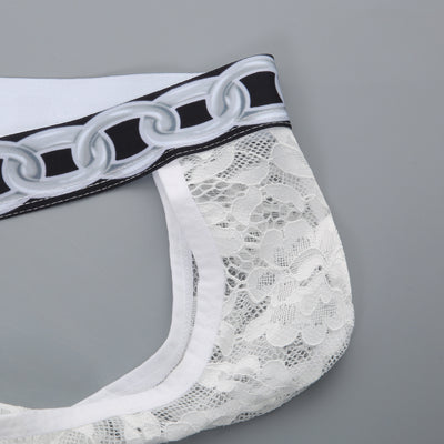 Tanga Masculino de Encaje 3D con Cadena Ajustable Transparente - Image 15