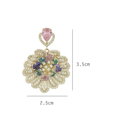 Aretes Florales Brillantes de Diseño Exagerado - Image 7