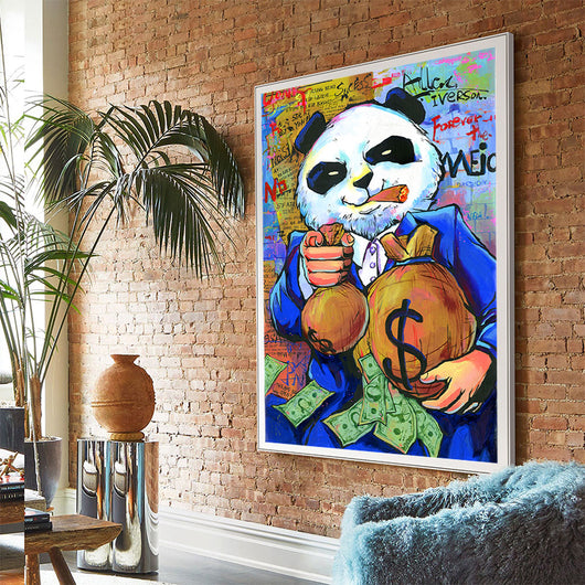 Cuadro Canvas Panda Morado - Arte Divertido con Bolsa de Dinero - Image 14