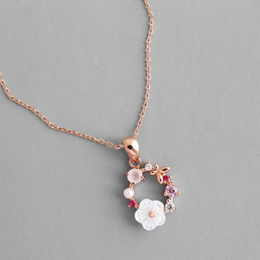 Collar Garland de Rosas en Oro Rosado