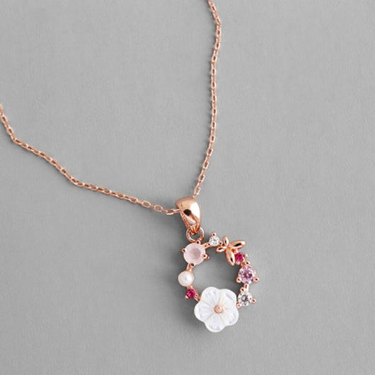 Collar Garland de Rosas en Oro Rosado