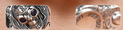 Pulsera de Plata Esterlina con Calavera Vintage para Hombre - Image 12